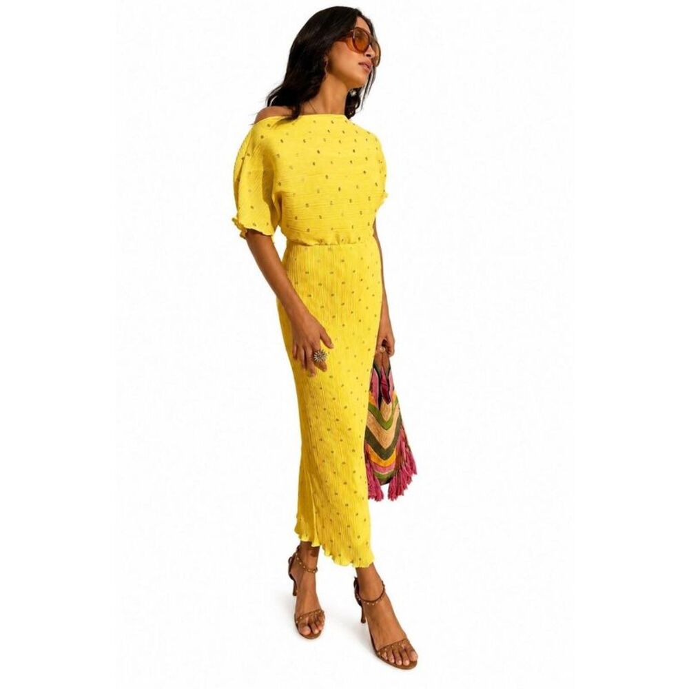 Never Fully Dressed Womens/Ladies Tilly Plisse Mini Dress / Yellow
